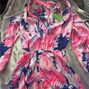Lilly Pulitzer Vibrant Pink and Navy Romper